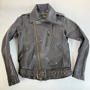 Vintage G.O.A. GOA Japanese Distressed Leather Biker Jacket RARE HTF Size Small